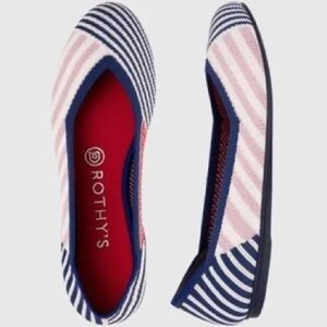 Rothy's Striped Blue and White Flats